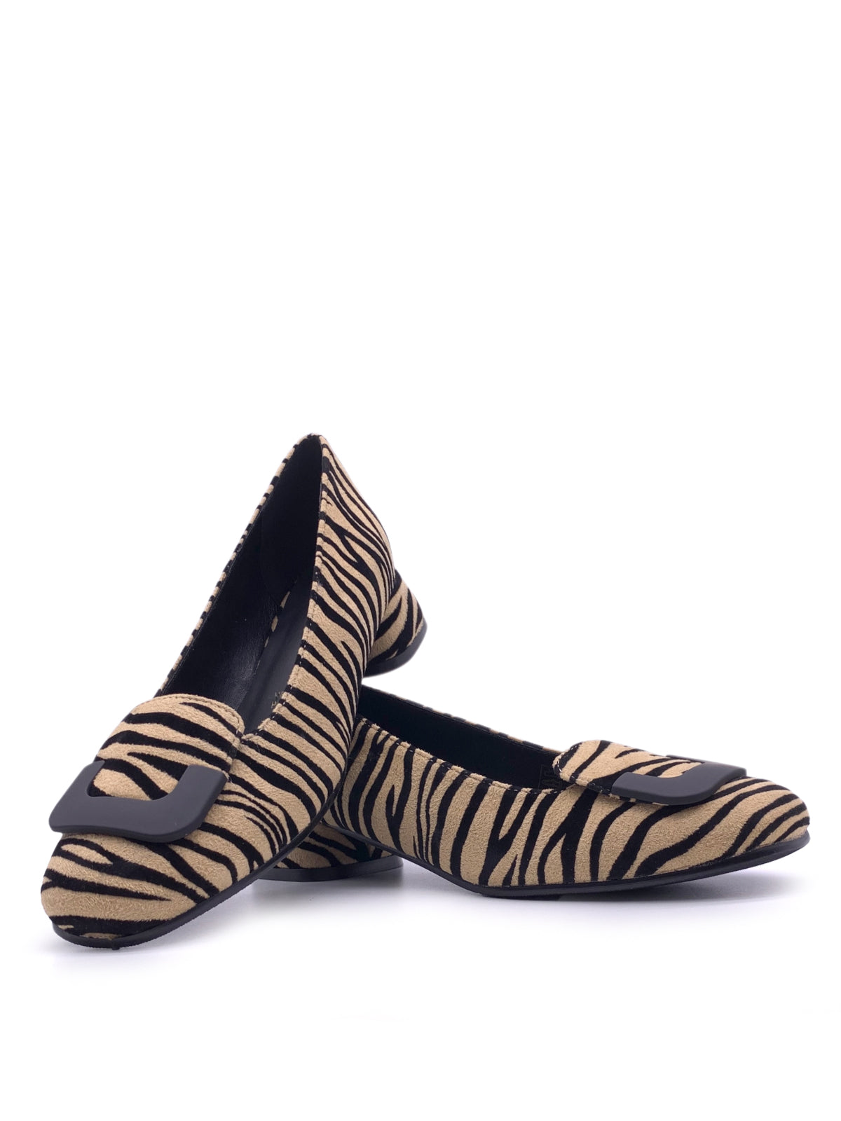 ALIDA - Ballerine con tacco in camoscio con accessorio