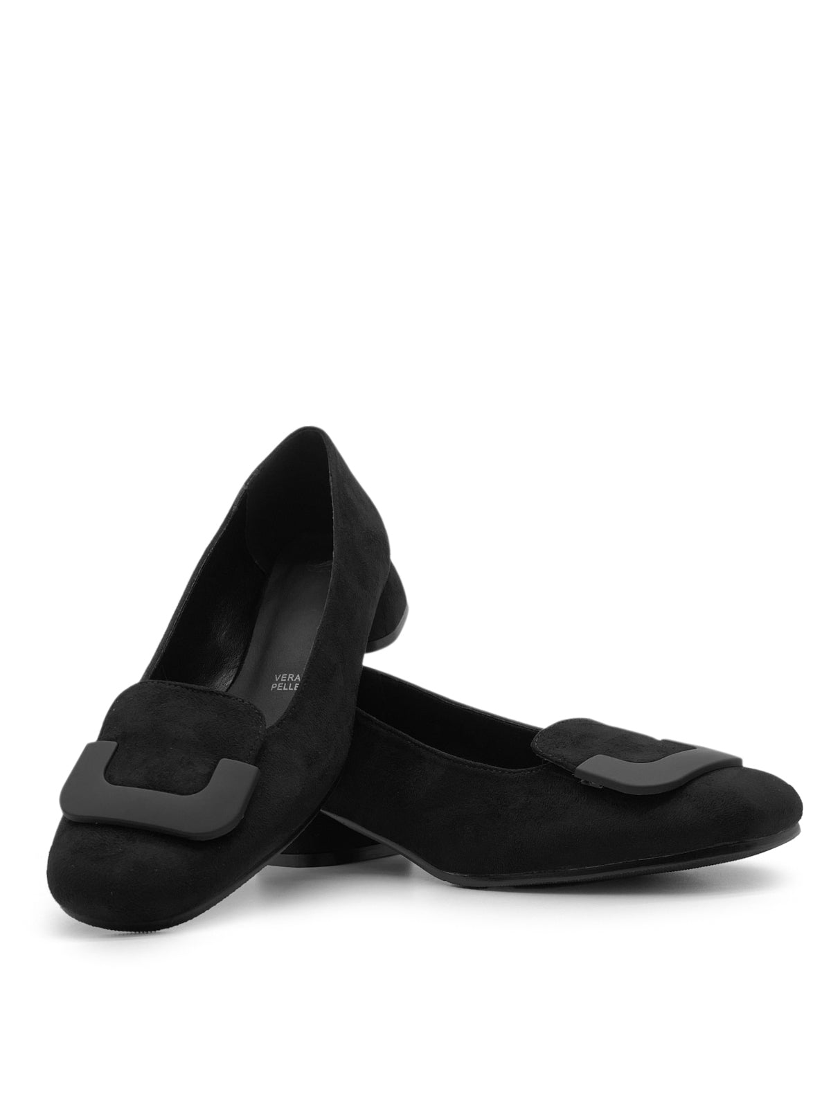 ALIDA - Ballerine con tacco in camoscio con accessorio