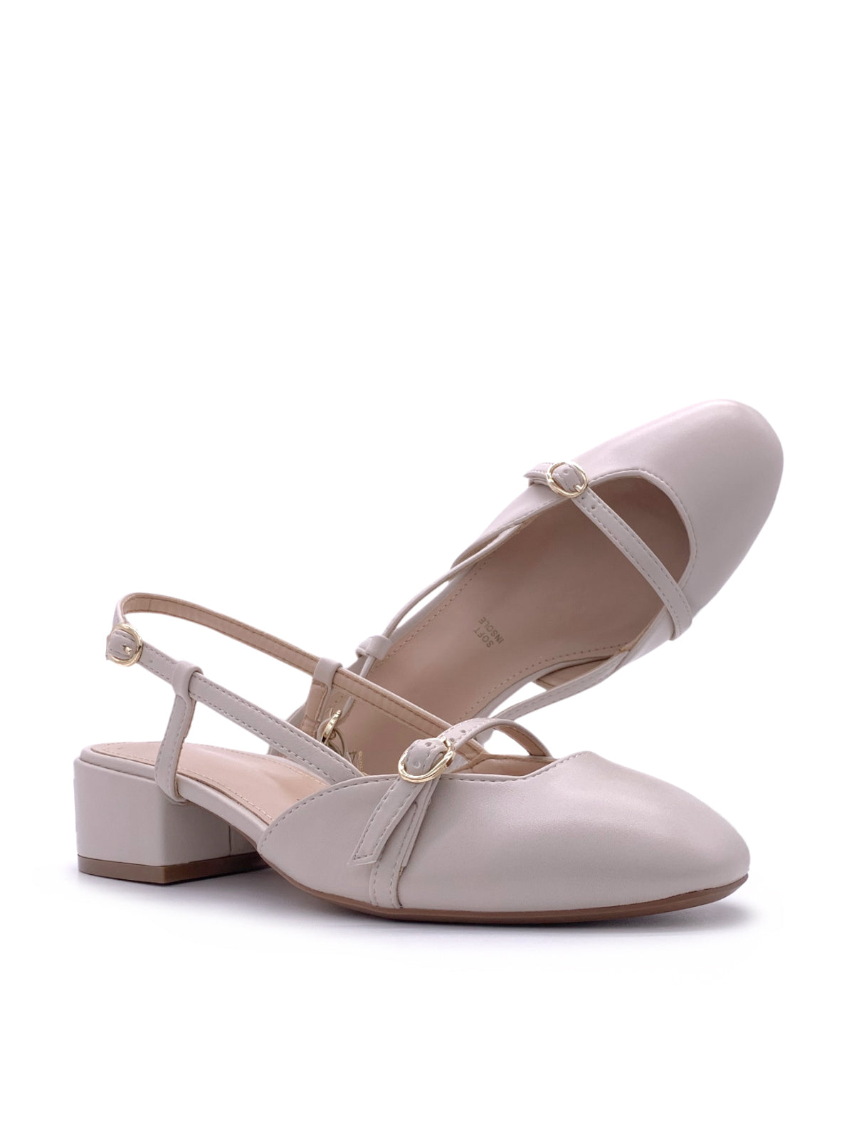 ARIEL -  Ballerine slingback in ecopelle con cinturuni