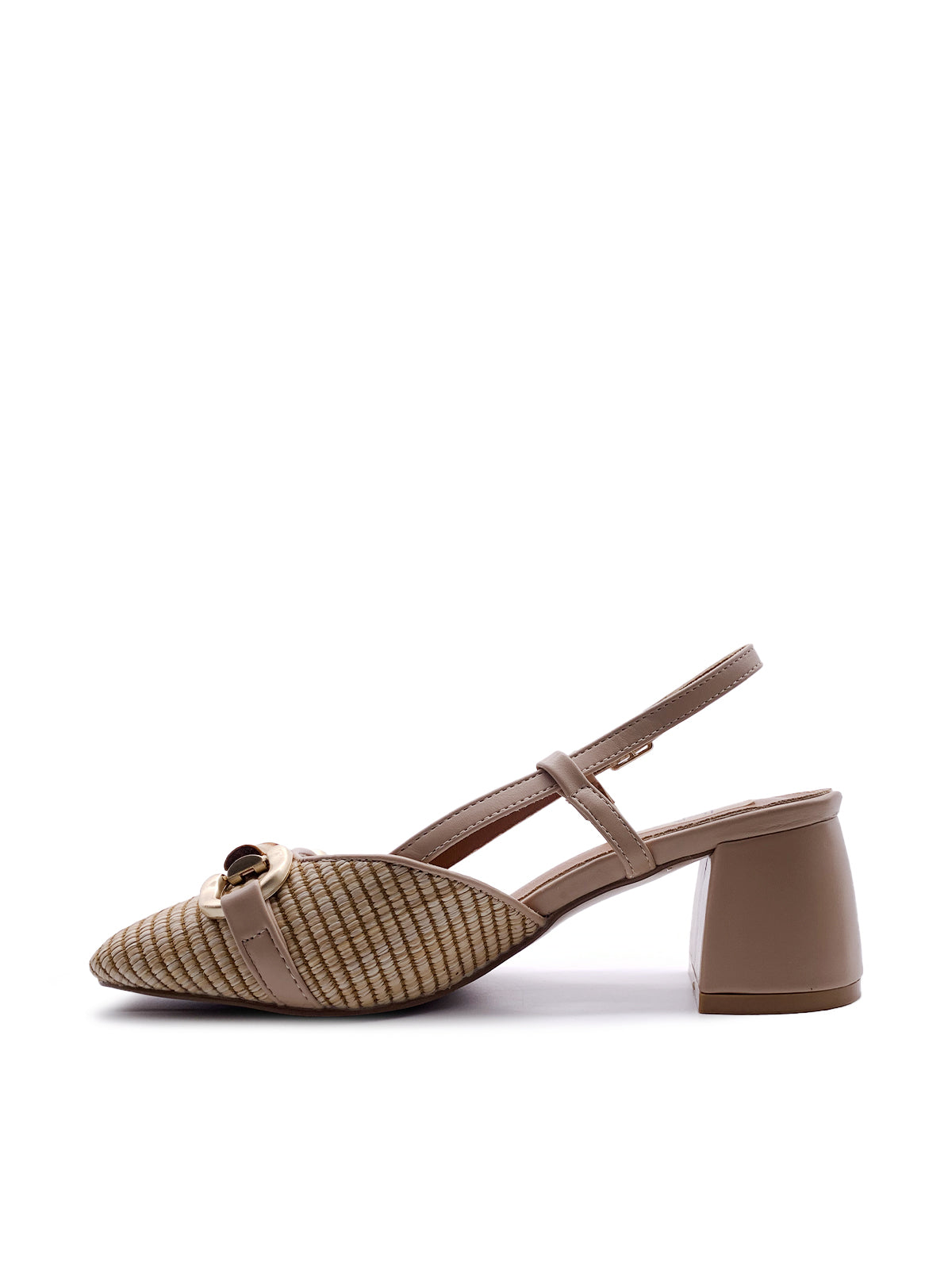 CAMILLA - Slingback in rafia intrecciata con frangia e morsetto bambù
