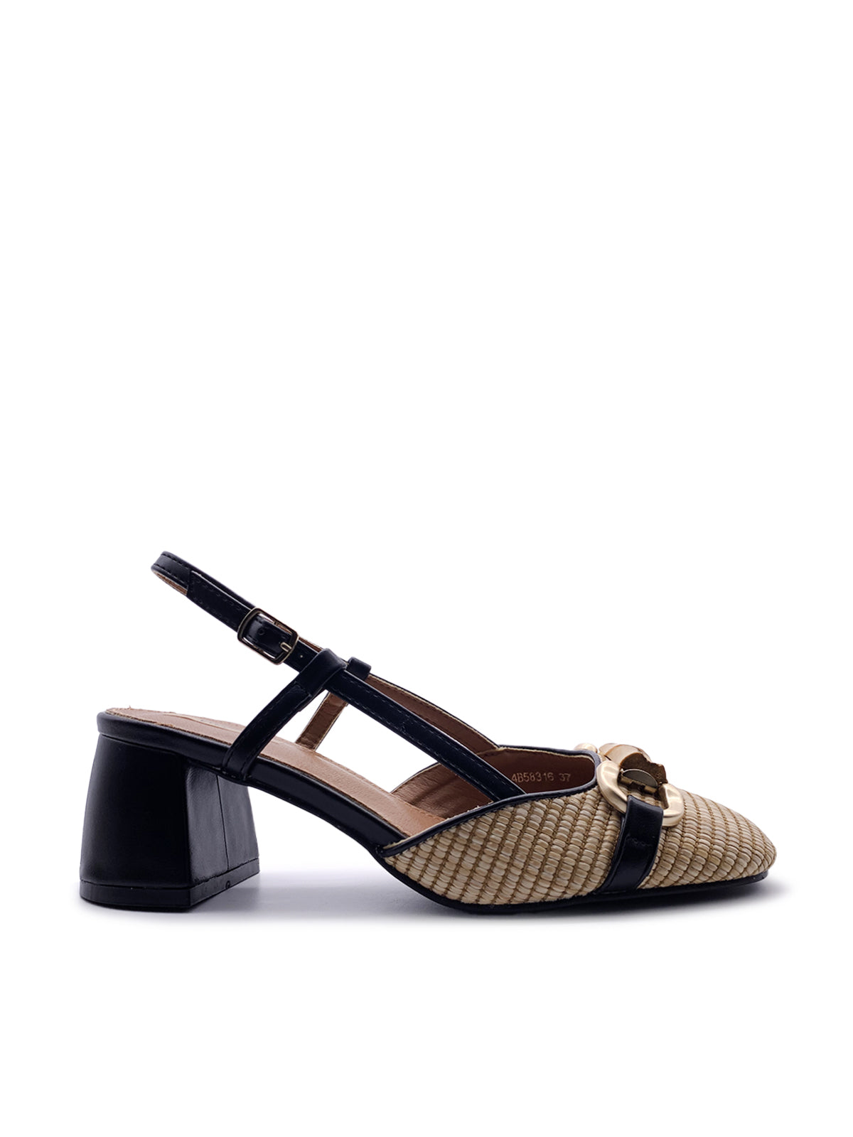 CAMILLA - Slingback in rafia intrecciata con frangia e morsetto bambù