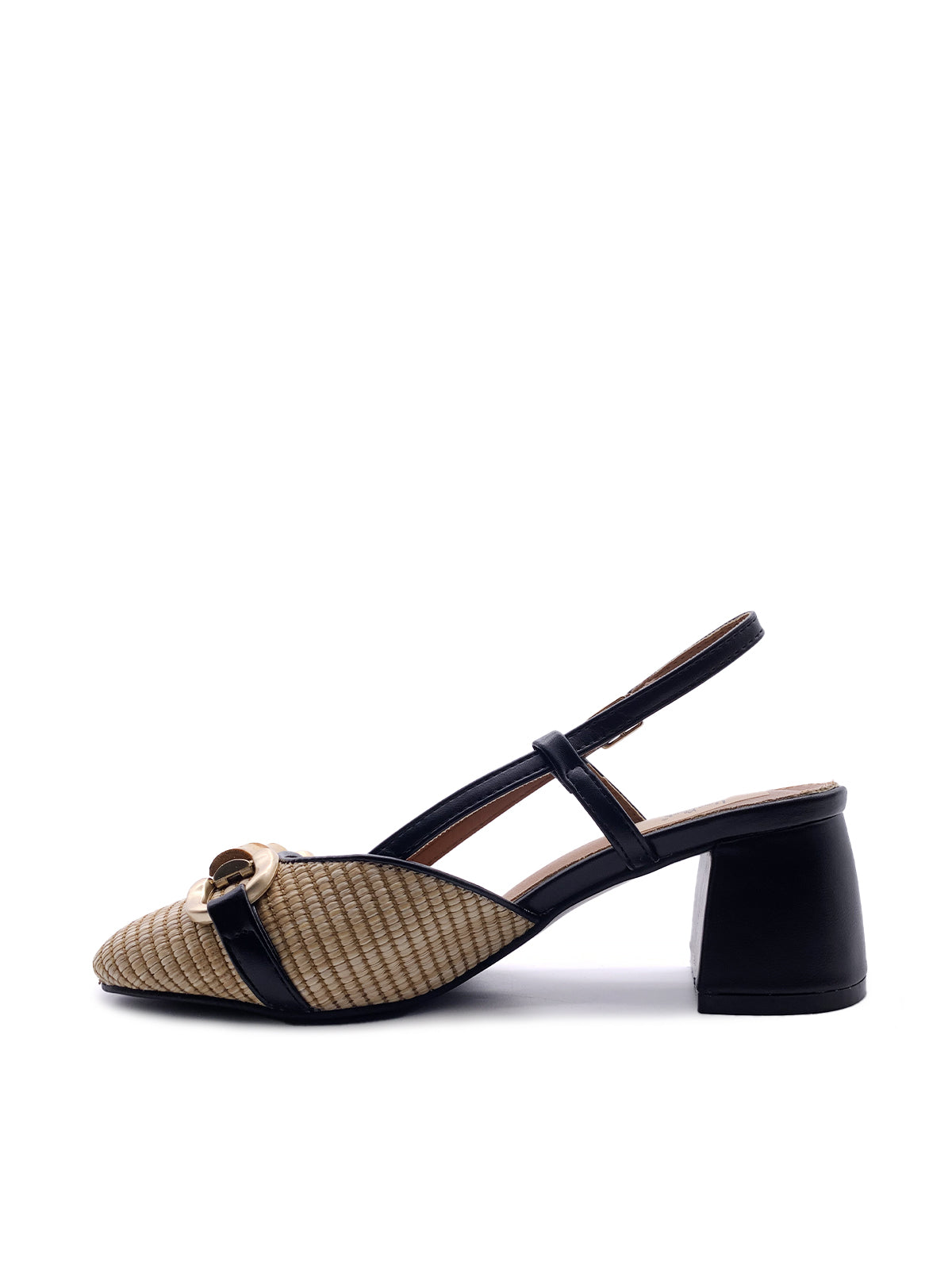 CAMILLA - Slingback in rafia intrecciata con frangia e morsetto bambù