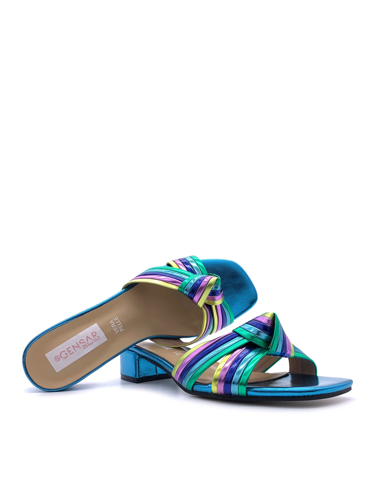 CAROLA-Sandali multicolor sottopiede in vera pelle