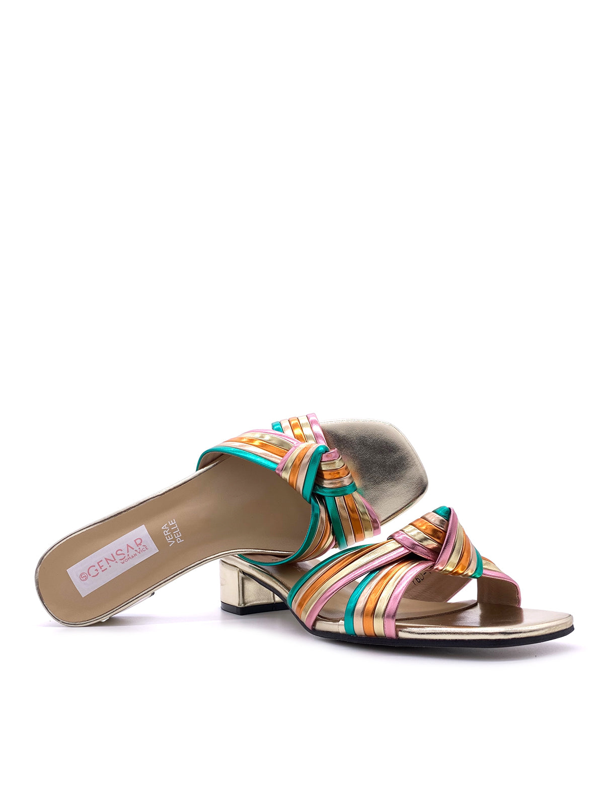 CAROLA-Sandali multicolor sottopiede in vera pelle