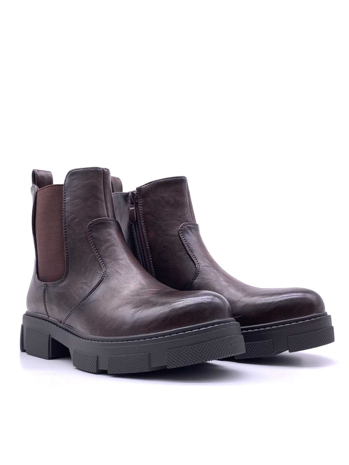 CASSIE - Stivaletti combat in ecopelle con zip laterale