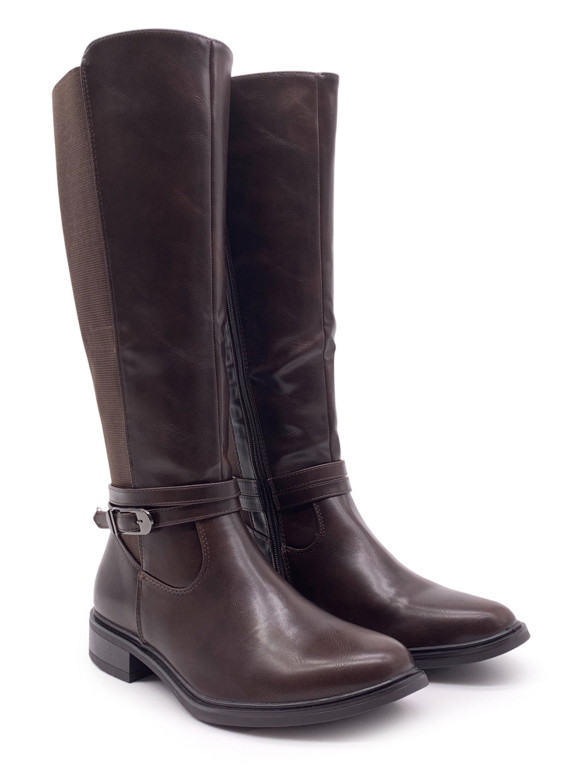 CATERINA - Stivali in ecopelle con elastici e zip laterale