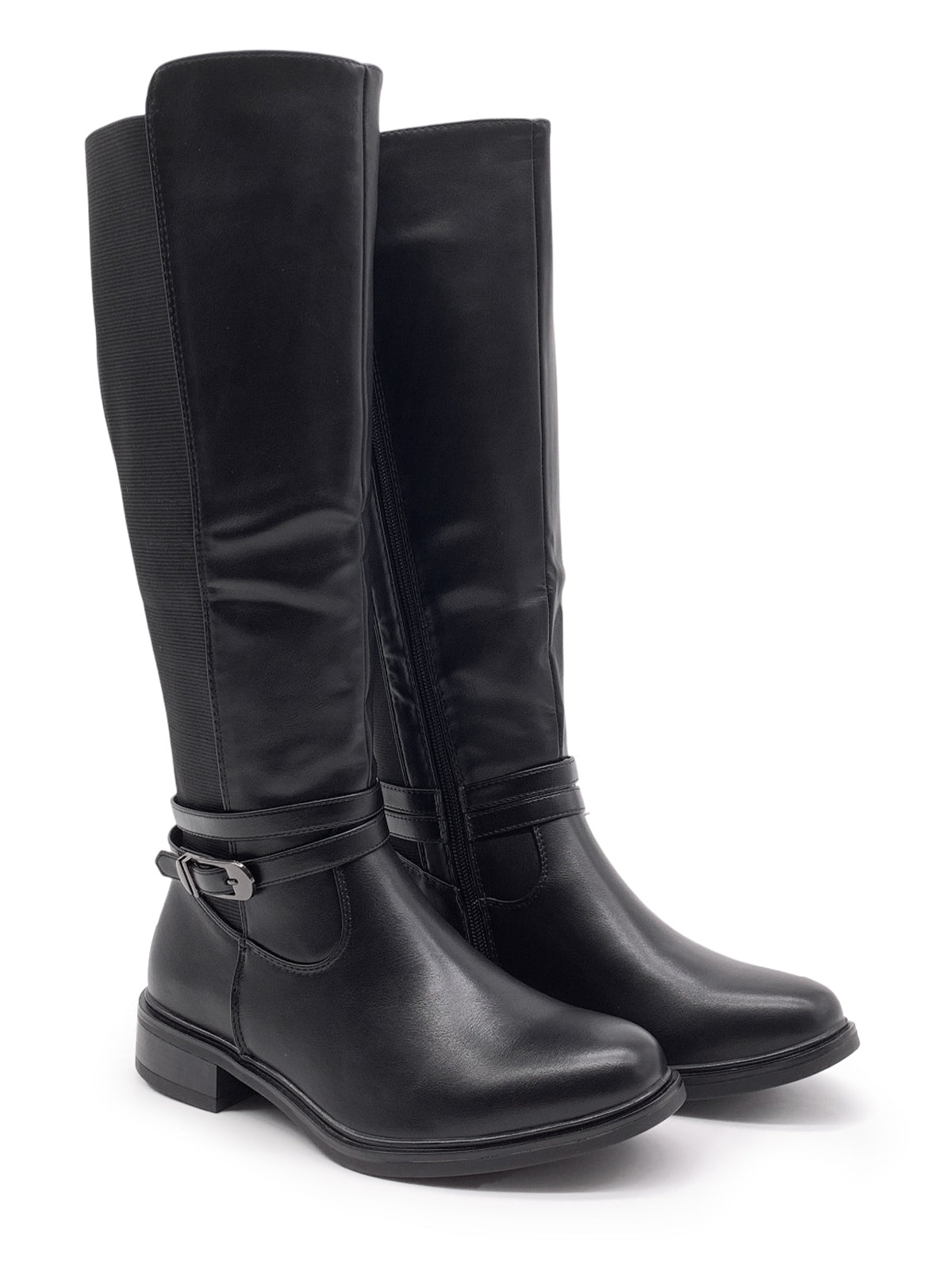 CATERINA - Stivali in ecopelle con elastici e zip laterale