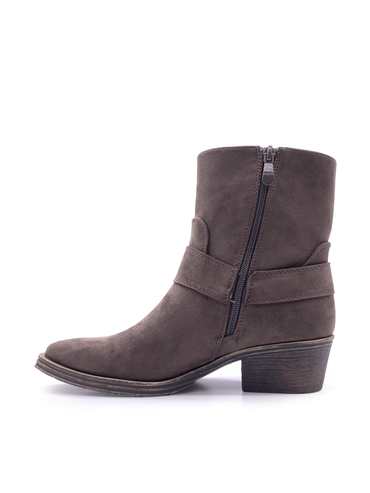 CLAUDE - Stivaletti texani in ecopelle con zip laterale e accessorio