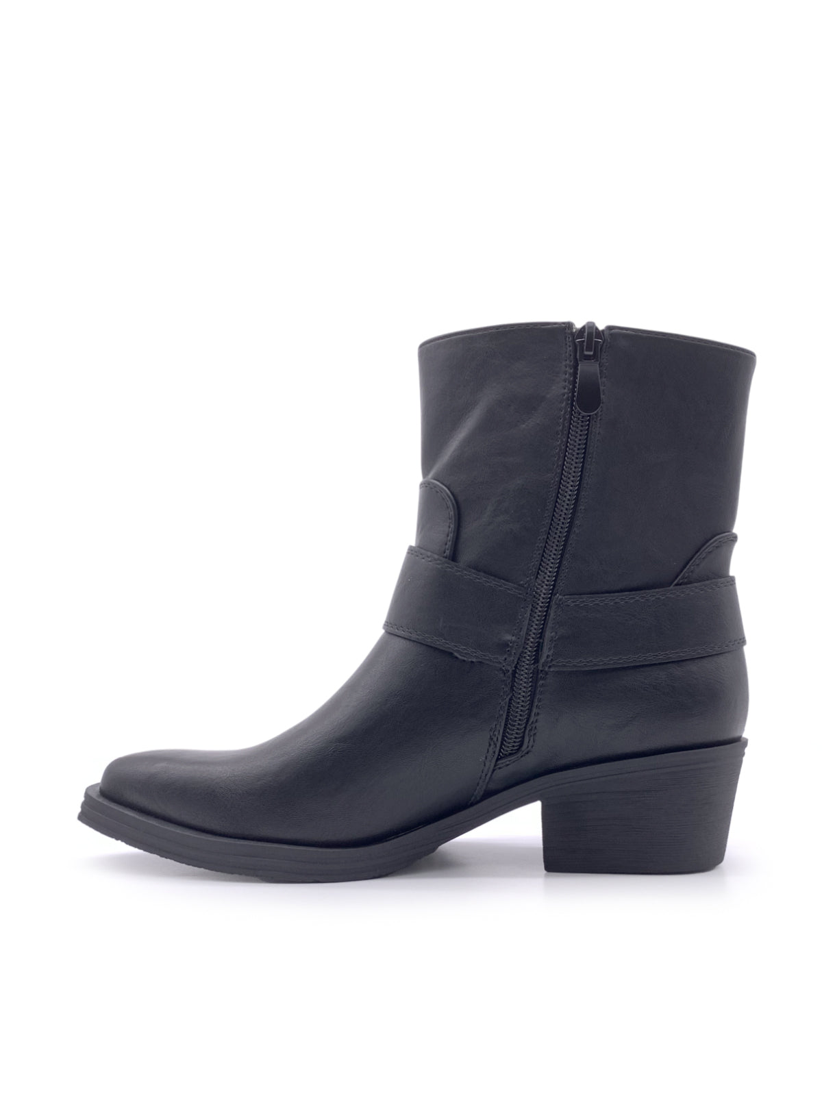 CLAUDE - Stivaletti texani in ecopelle con zip laterale e accessorio