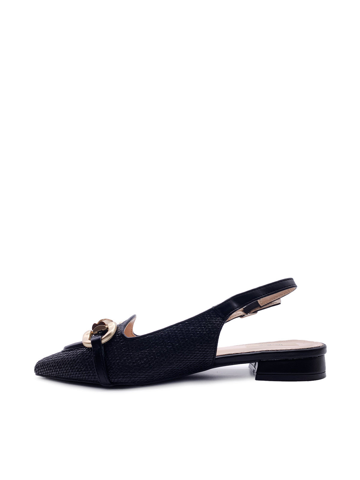CONSUELO - Ballerine Slingback in rafia intrecciata con frangia e morsetto bambù