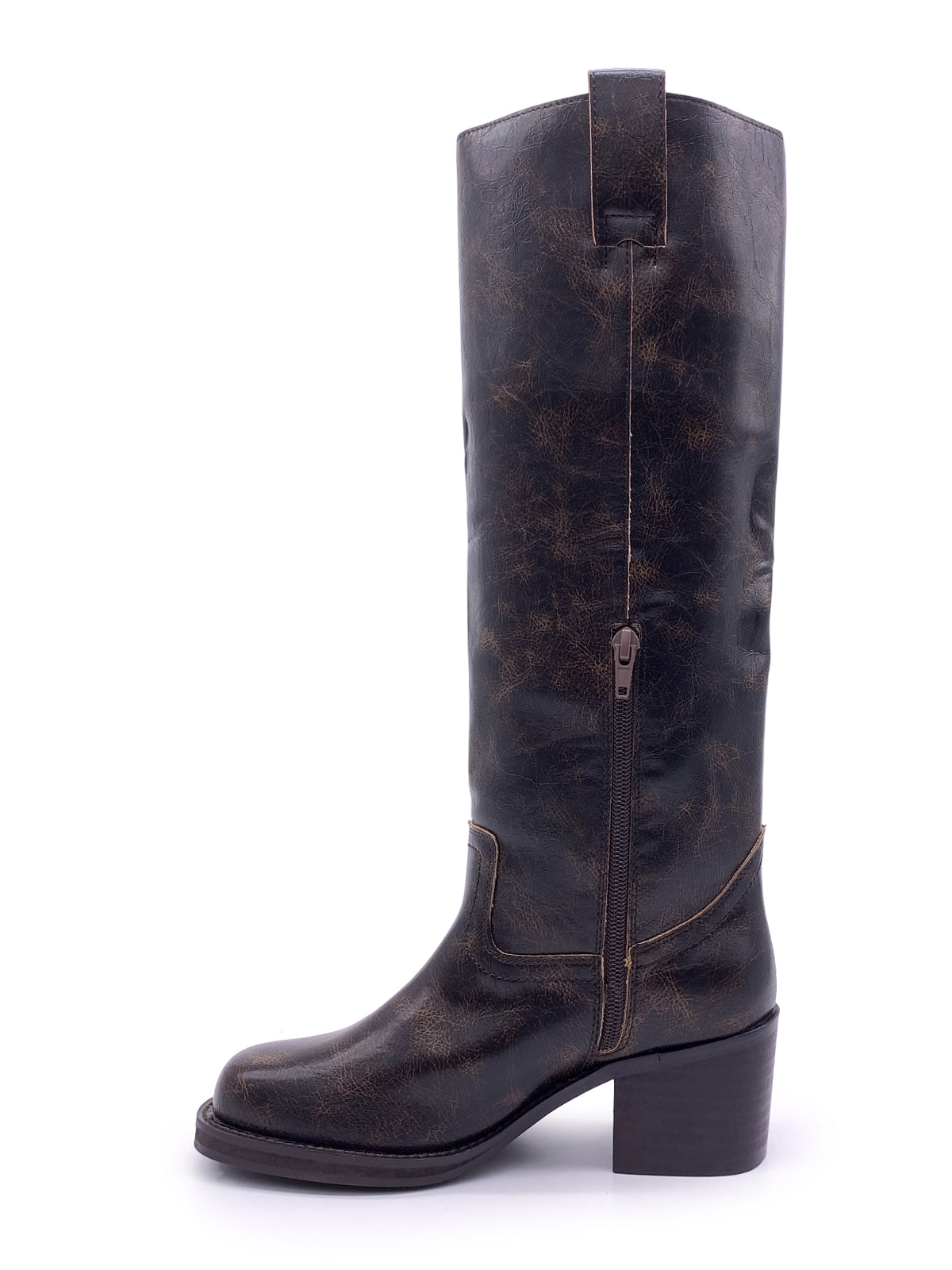 DANIELA - Stivali biker in ecopelle con zip laterale