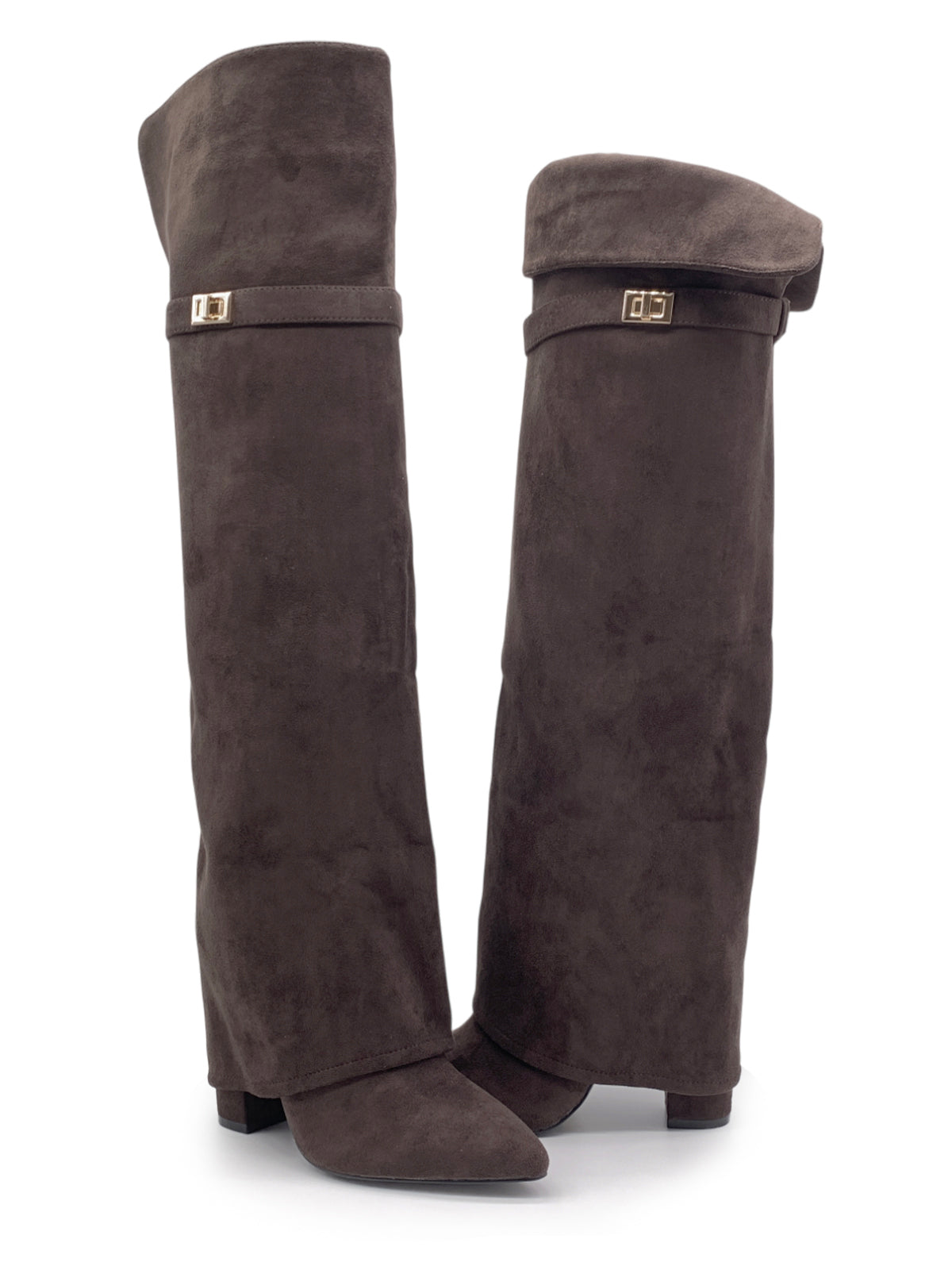 DOLORES - Stivali al ginocchio con risvolto e fibbia decorativa