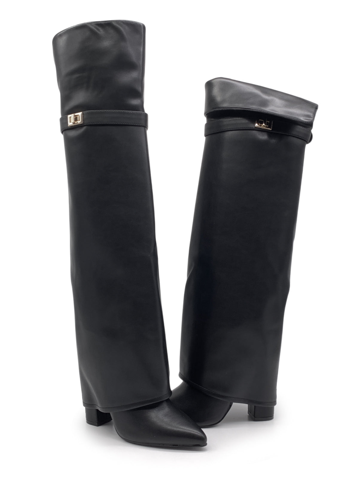 DOLORES - Stivali al ginocchio con risvolto e fibbia decorativa