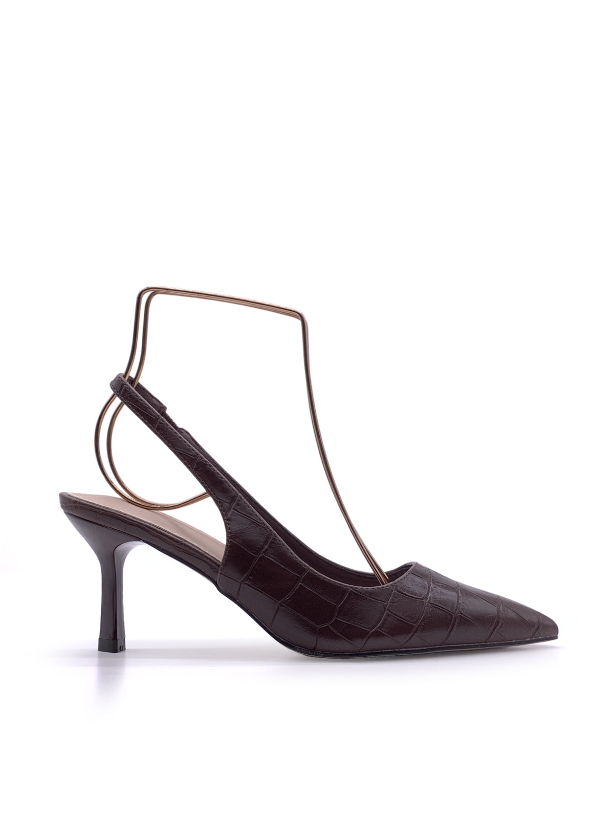 DOMENIQUE - Decolletè Slingback in ecopelle stampa coccodrillo