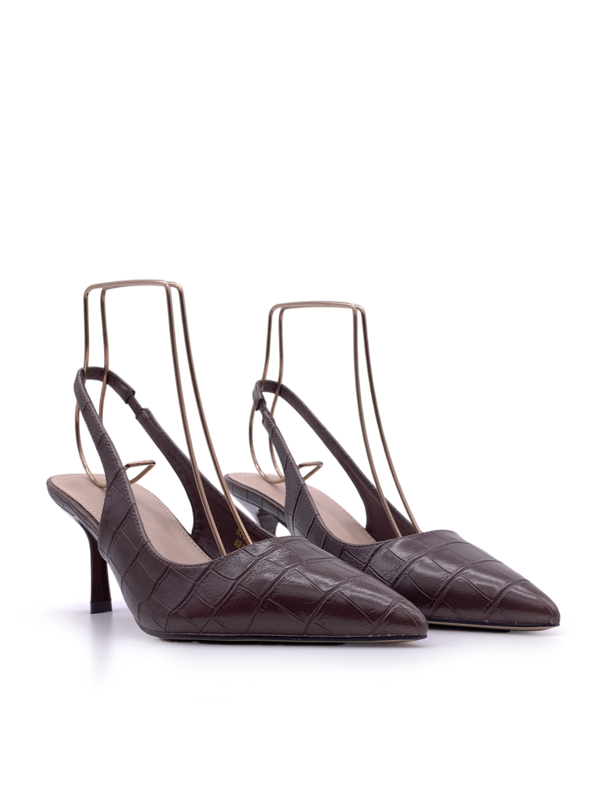 DOMENIQUE - Decolletè Slingback in ecopelle stampa coccodrillo