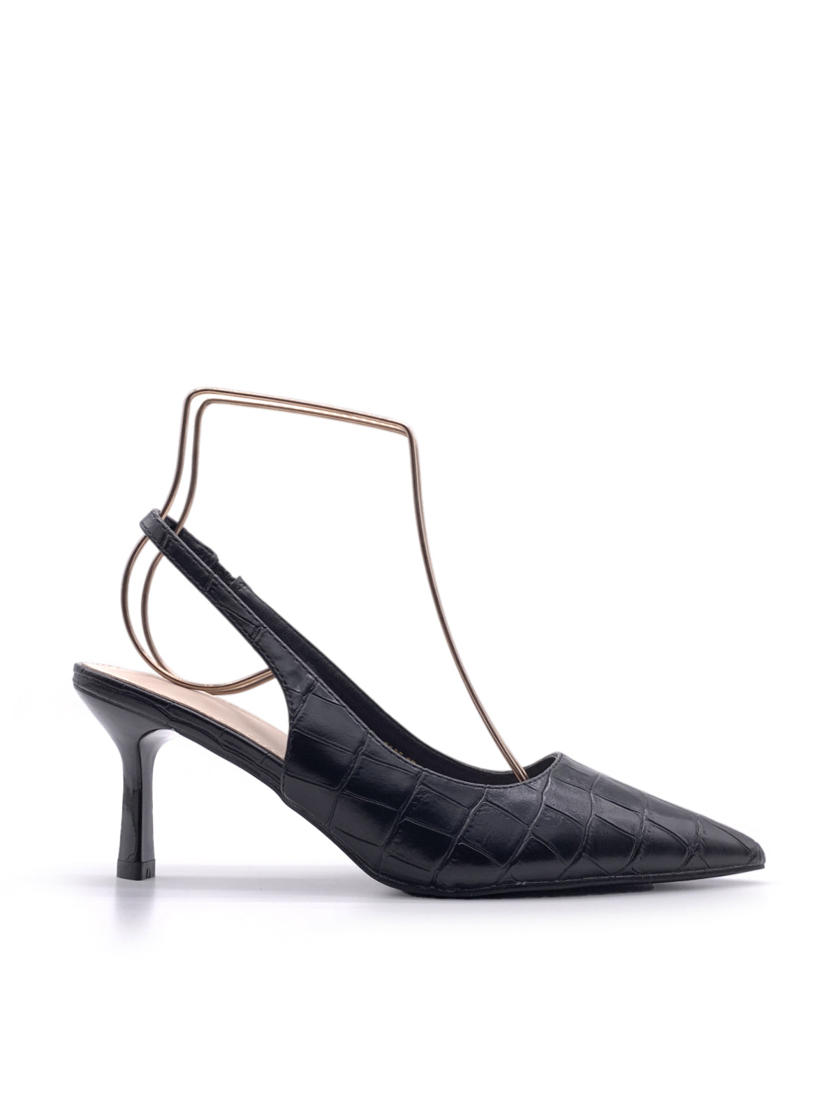 DOMENIQUE - Decolletè Slingback in ecopelle stampa coccodrillo