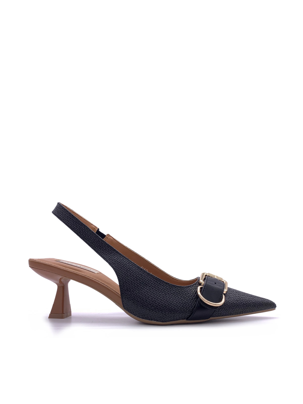 EDVIGE - Decolletè Slingback in rafia con cinturino e fibbia decorativa