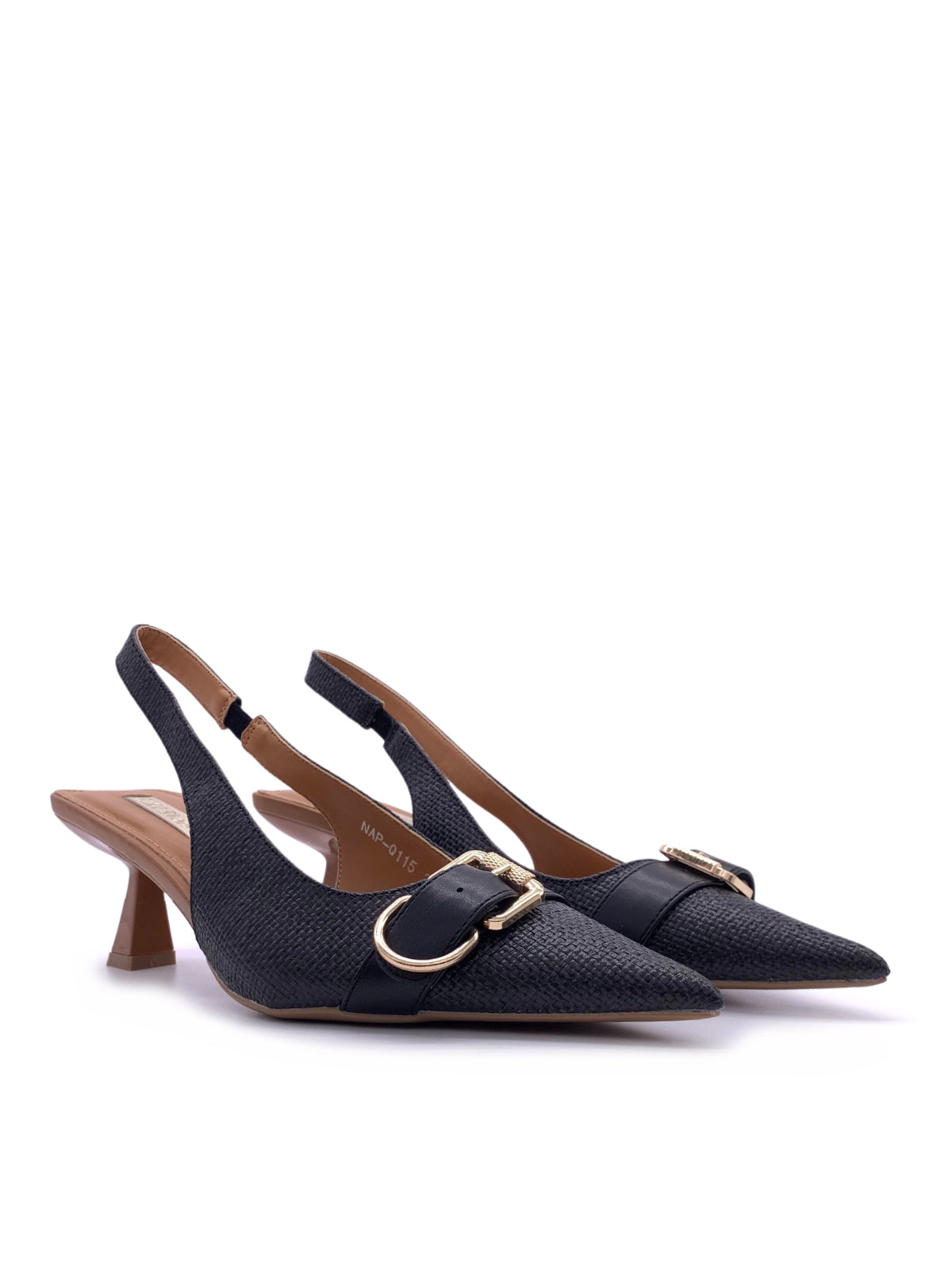 EDVIGE - Decolletè Slingback in rafia con cinturino e fibbia decorativa