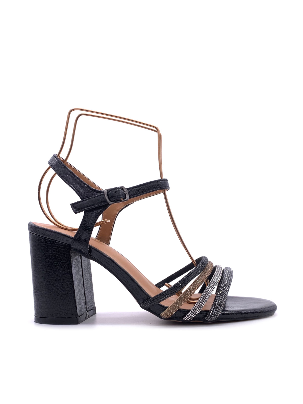 ERIKA-Sandali in ecopelle con fascette in strass