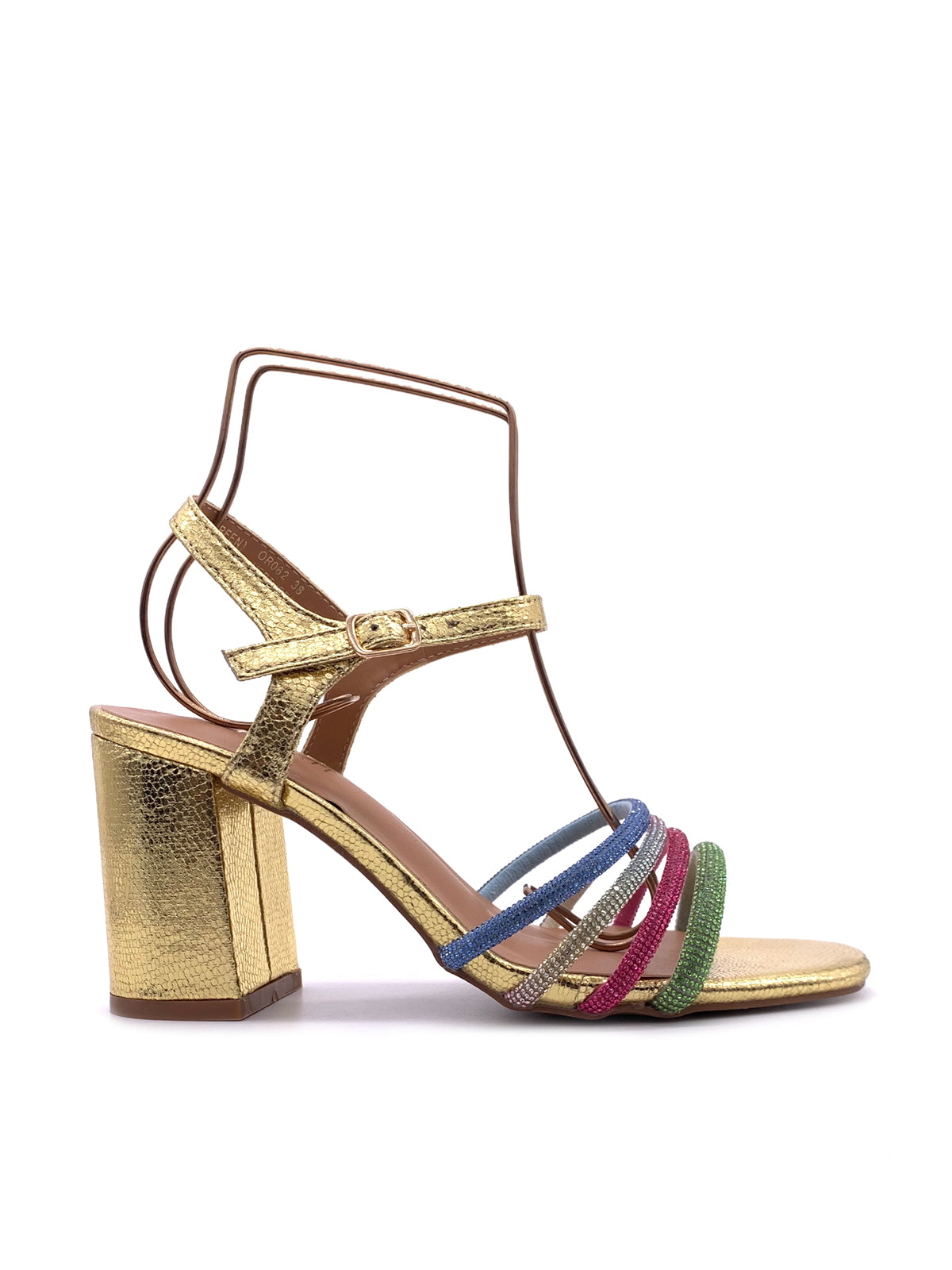 ERIKA-Sandali in ecopelle con fascette in strass