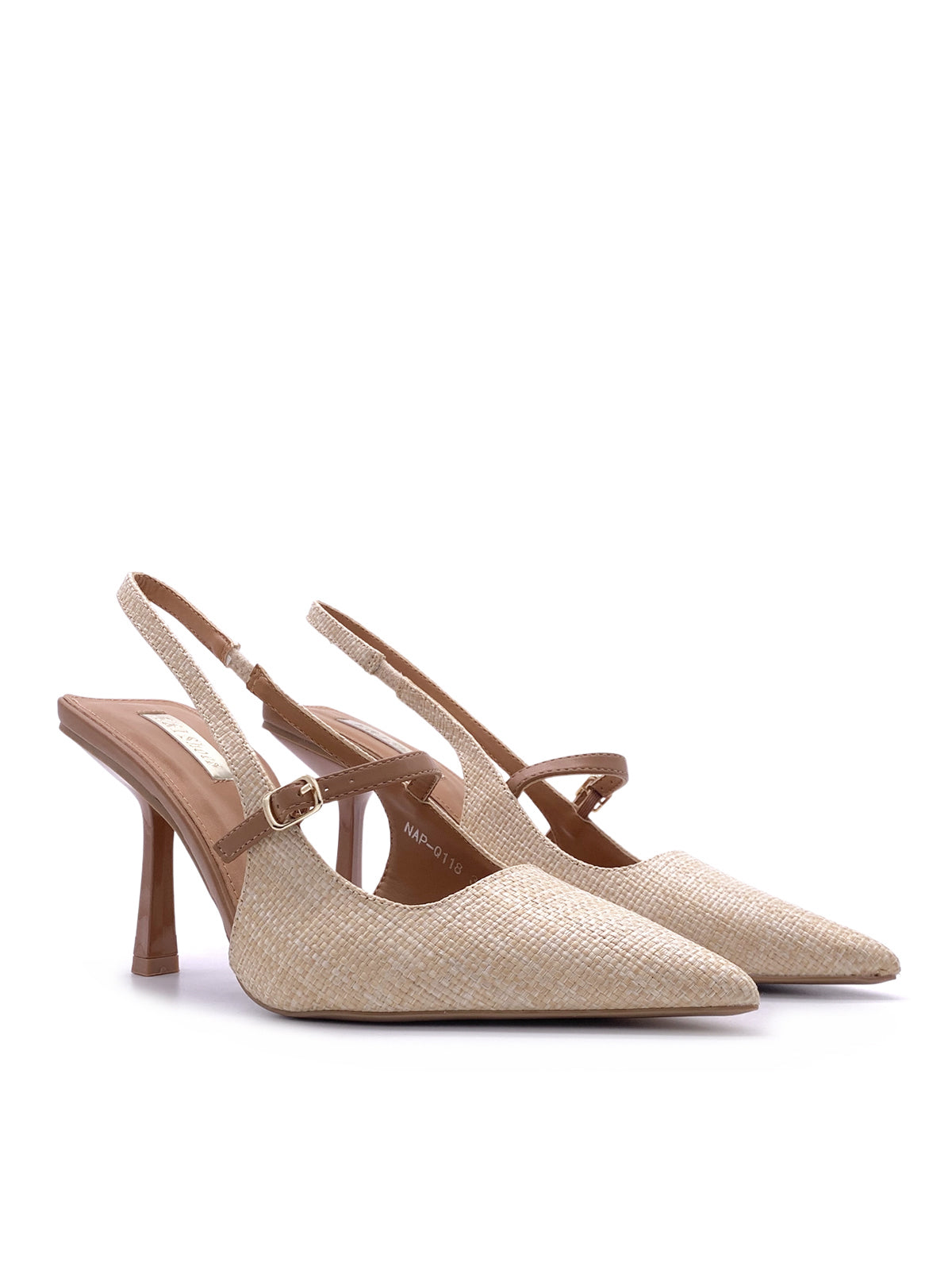 FEDRA - Decolletè Slingback in rafia con cinturino