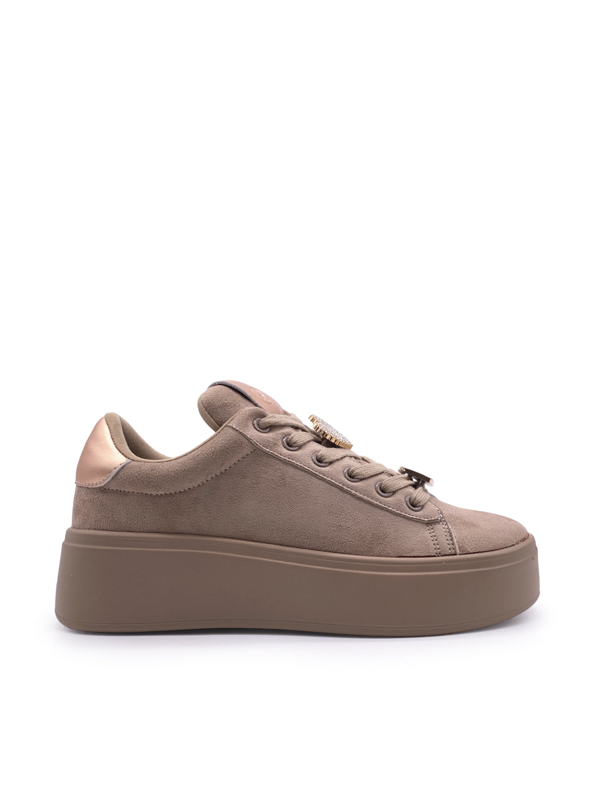 FELISHA - Sneakers in ecopelle e camoscio con stringhe e accessori in strass