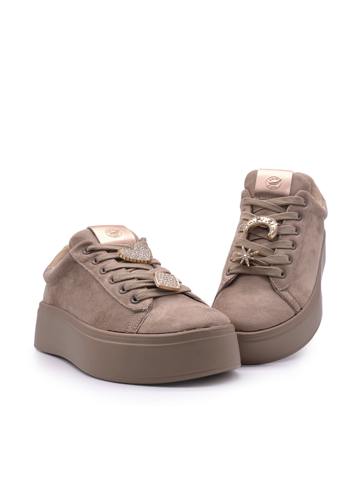 FELISHA - Sneakers in ecopelle e camoscio con stringhe e accessori in strass