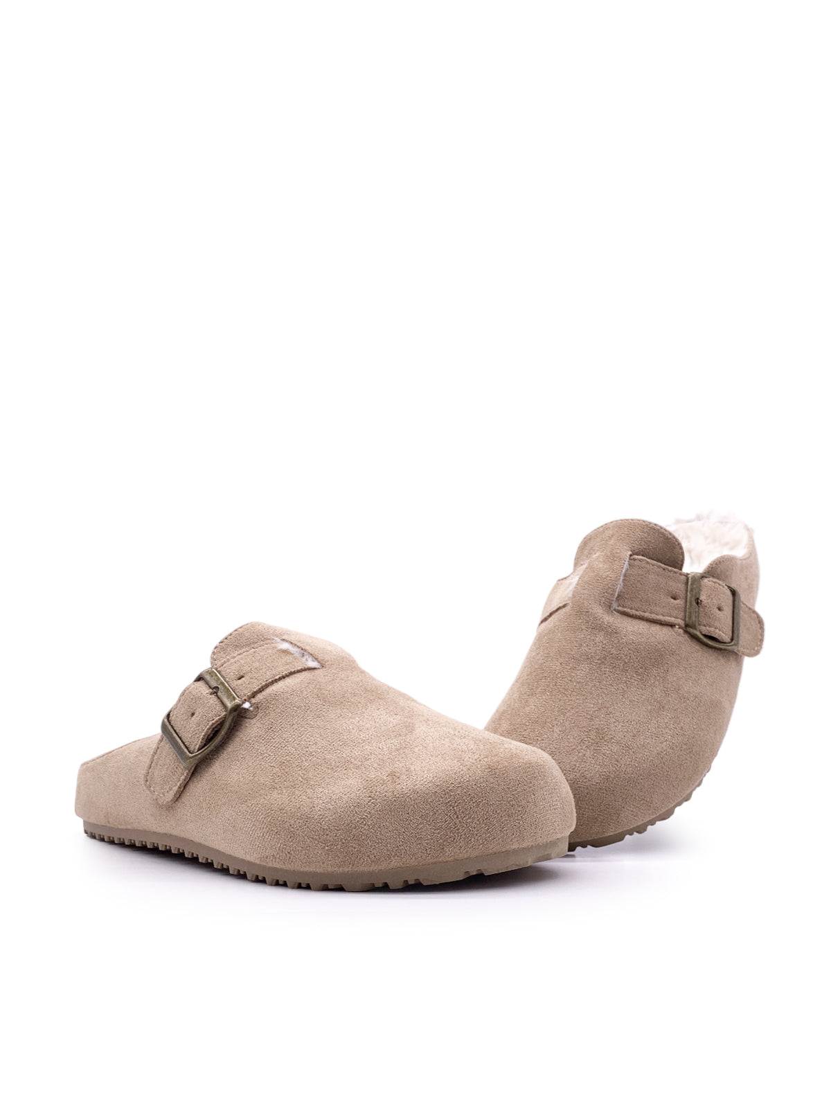 GEMMA - Ciabatte in camoscio con ecopelliccia