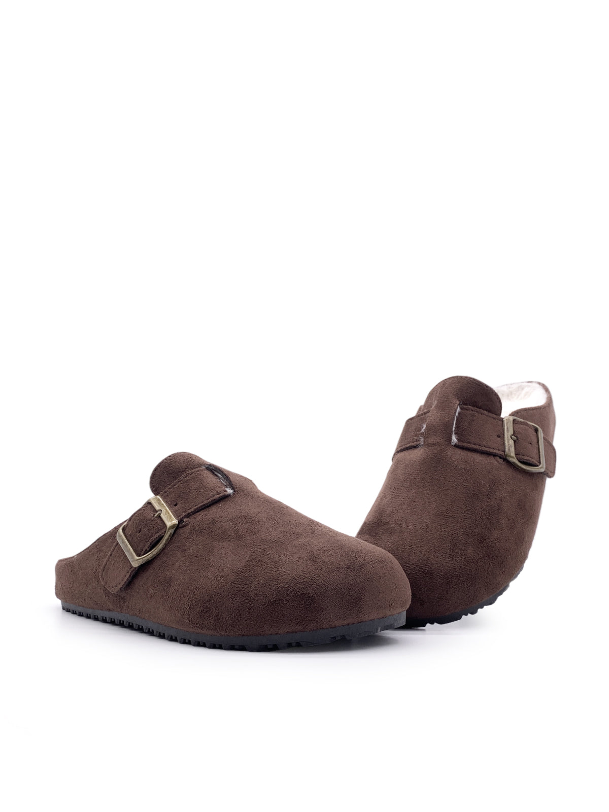 GEMMA - Ciabatte in camoscio con ecopelliccia