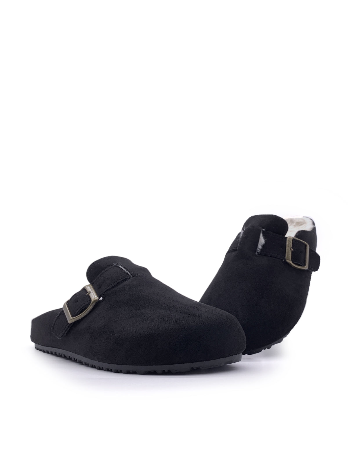 GEMMA - Ciabatte in camoscio con ecopelliccia