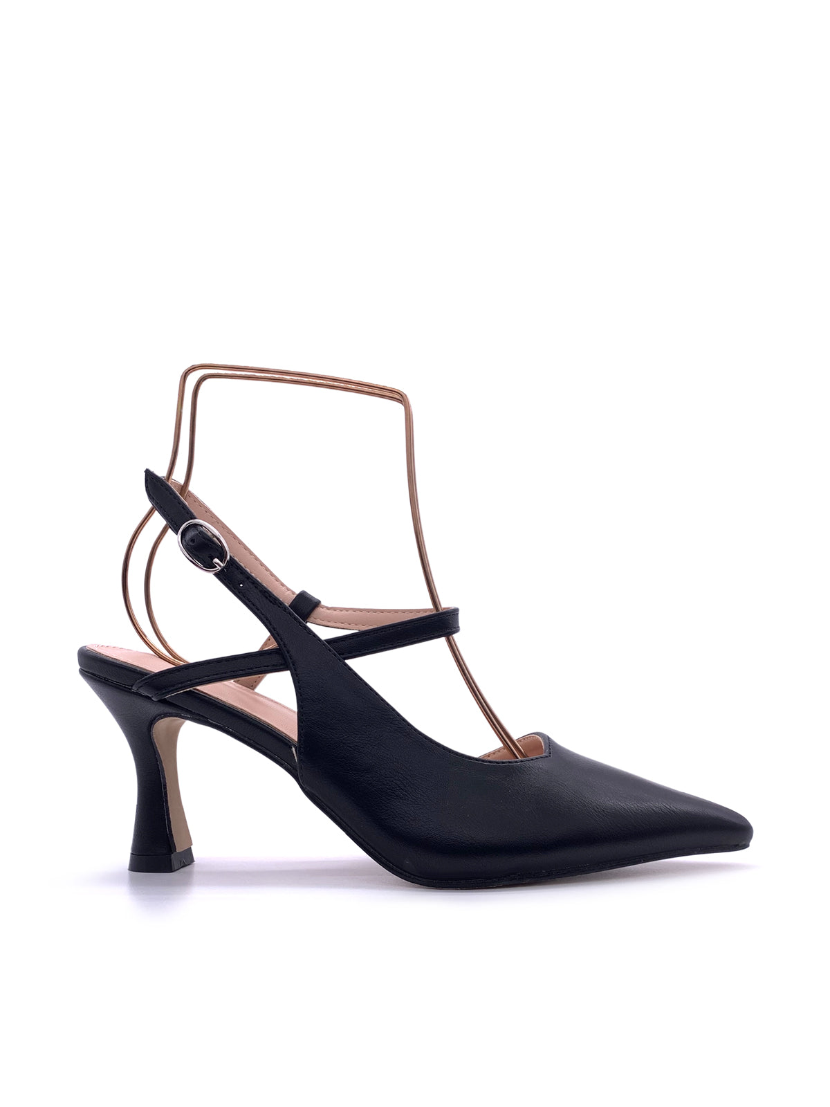 GINGER - Decolletè Slingback in ecopelle con cinturino intrecciato