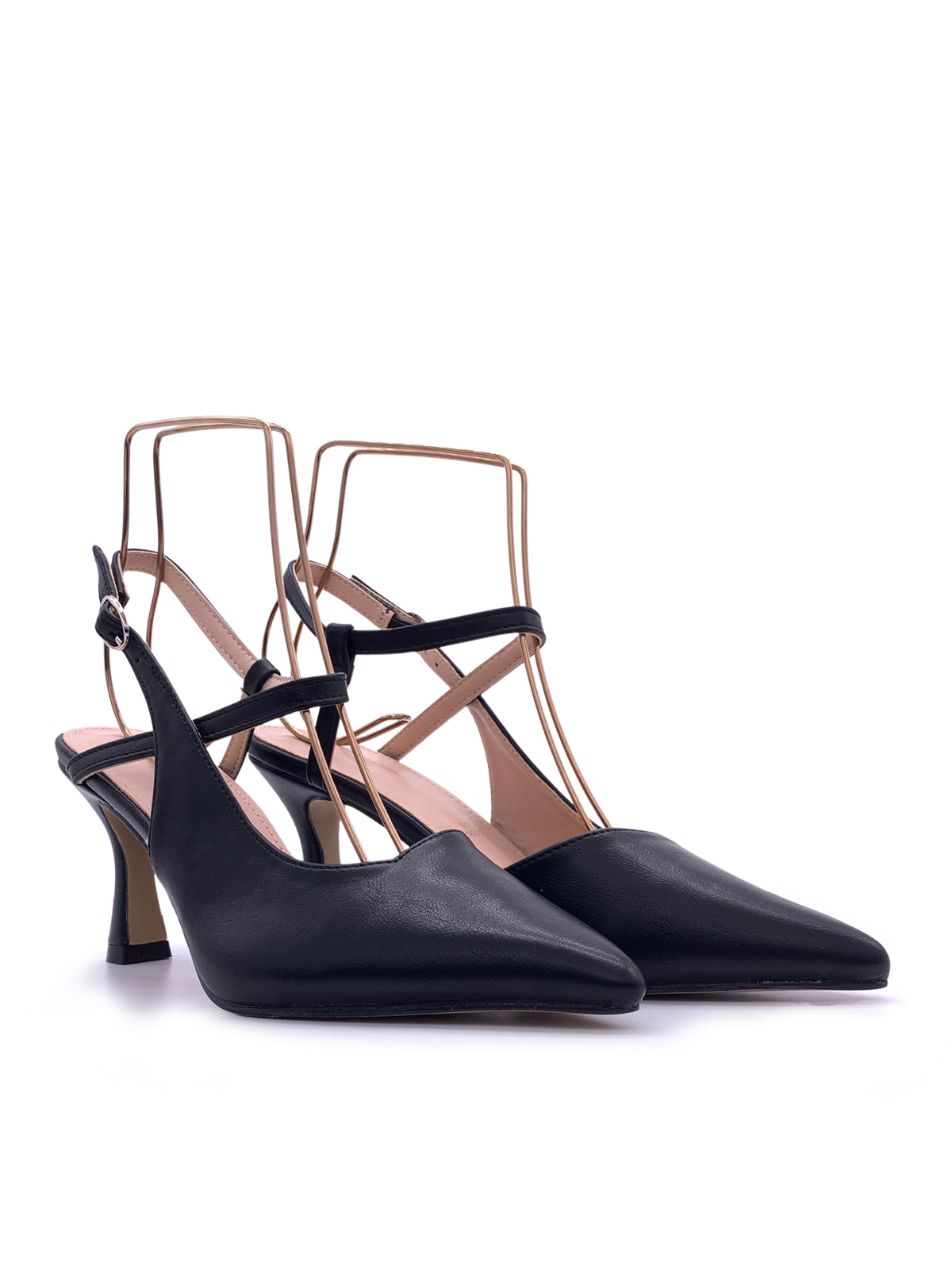GINGER - Decolletè Slingback in ecopelle con cinturino intrecciato