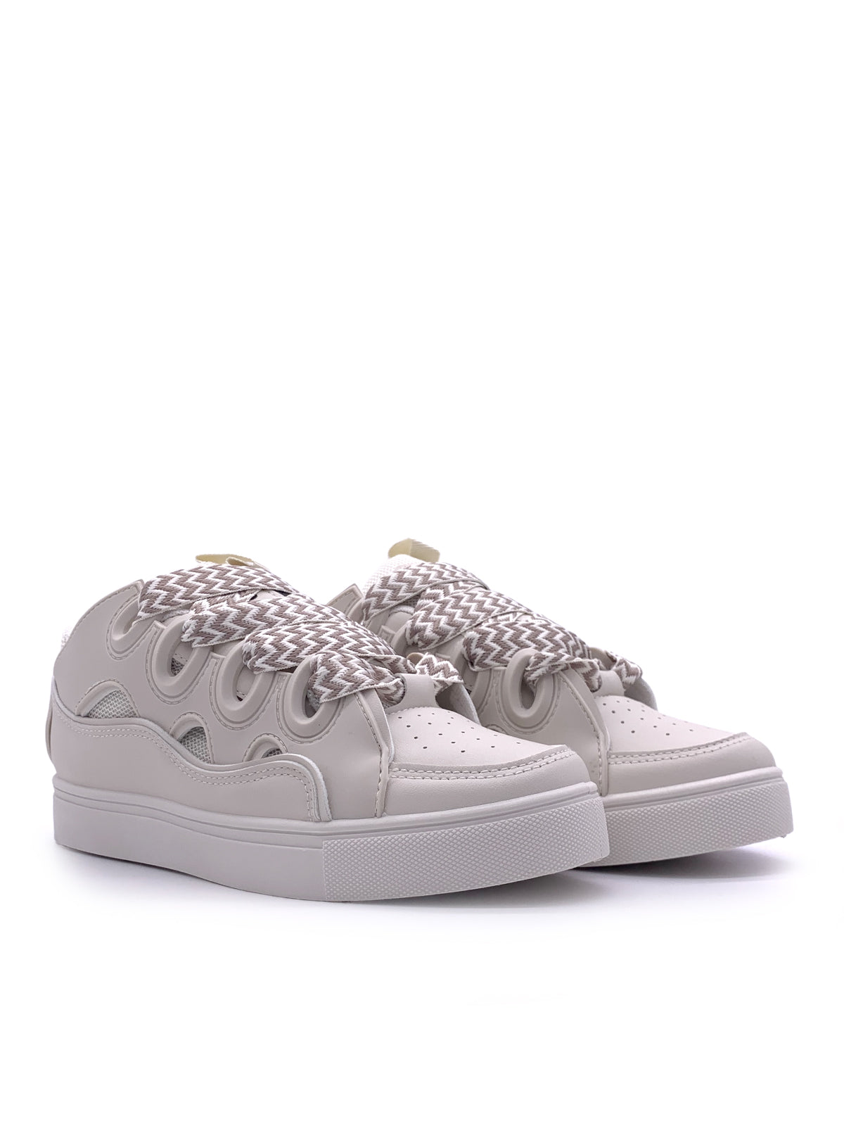 GIUSY - Sneakers in ecopelle e tessuto con stringhe
