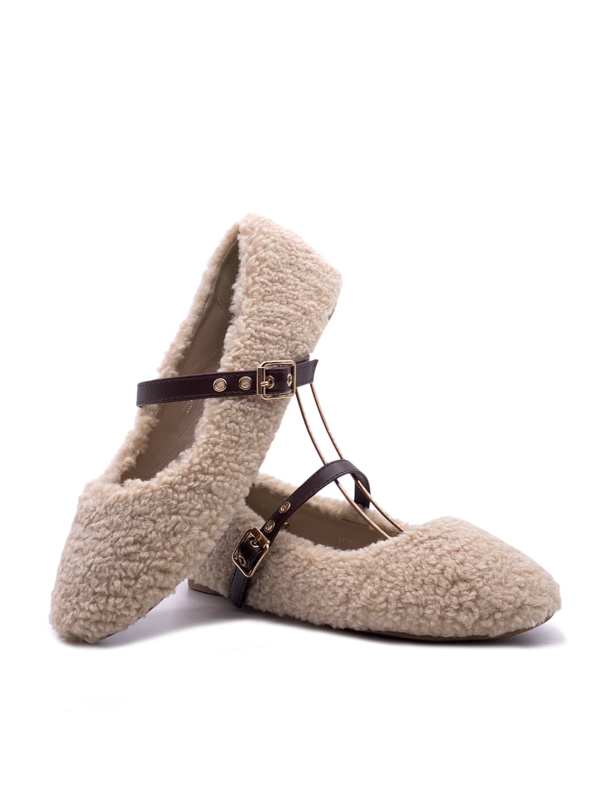 HELLI - Ballerine teddy in pile con cinturini