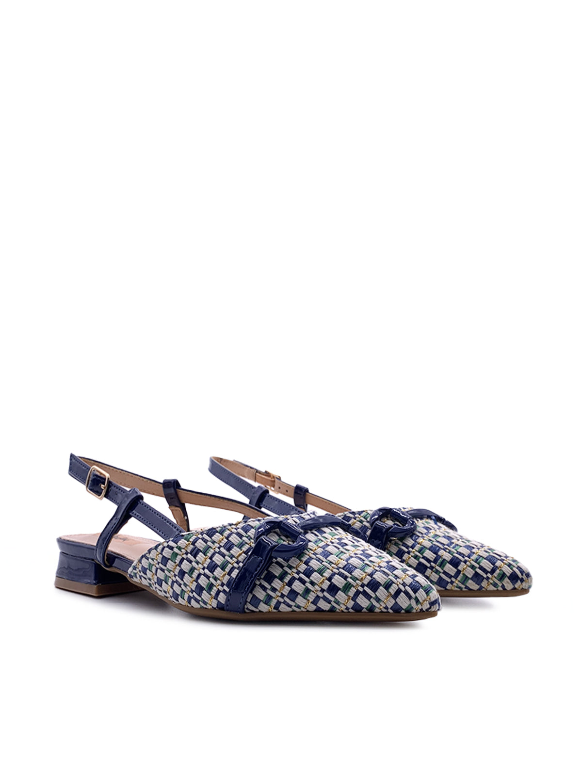 IOLANDA - Ballerine Slingback in rafia intrecciata  con morsetto