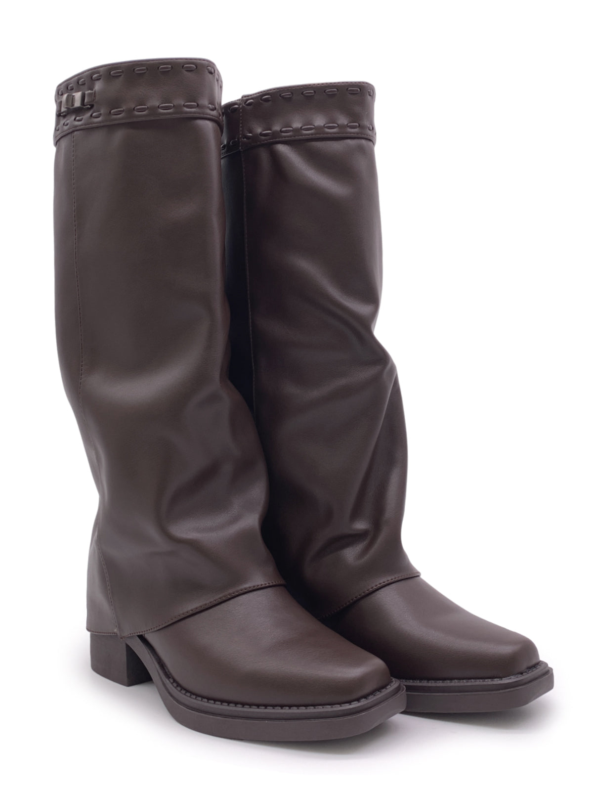 ISADORA - Stivali in ecopelle con risvolto e punta quadrata