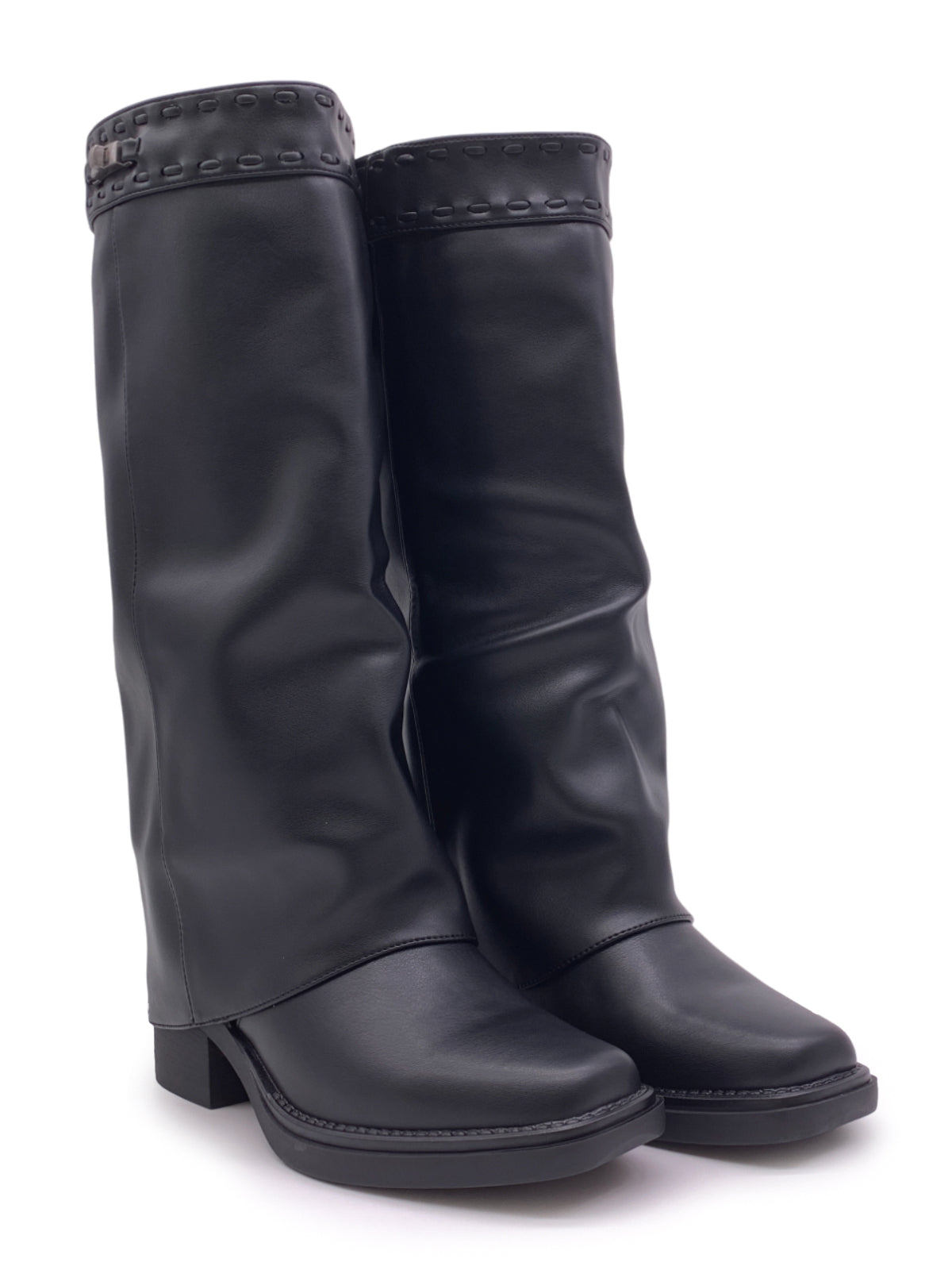 ISADORA - Stivali in ecopelle con risvolto e punta quadrata