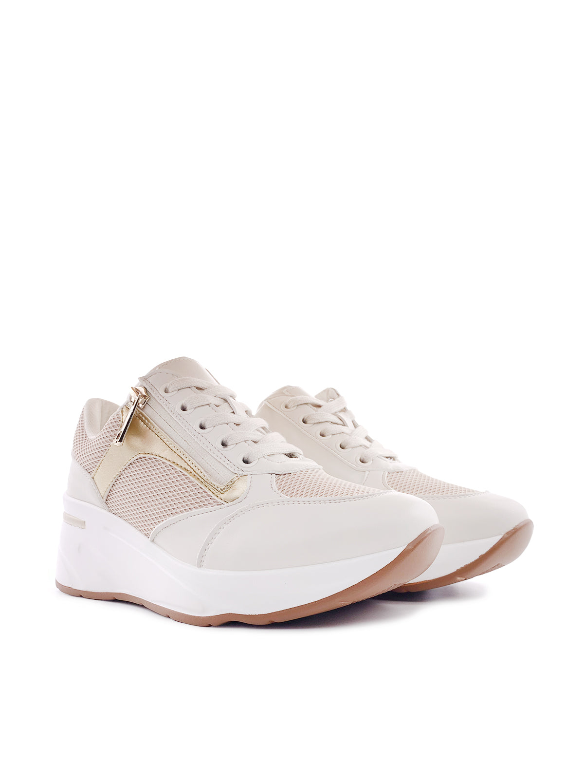 LEILA - Sneakers in ecopelle e tessuto con zip laterale
