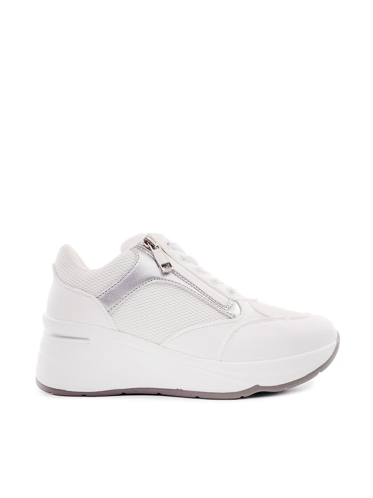 LEILA - Sneakers in ecopelle e tessuto con zip laterale