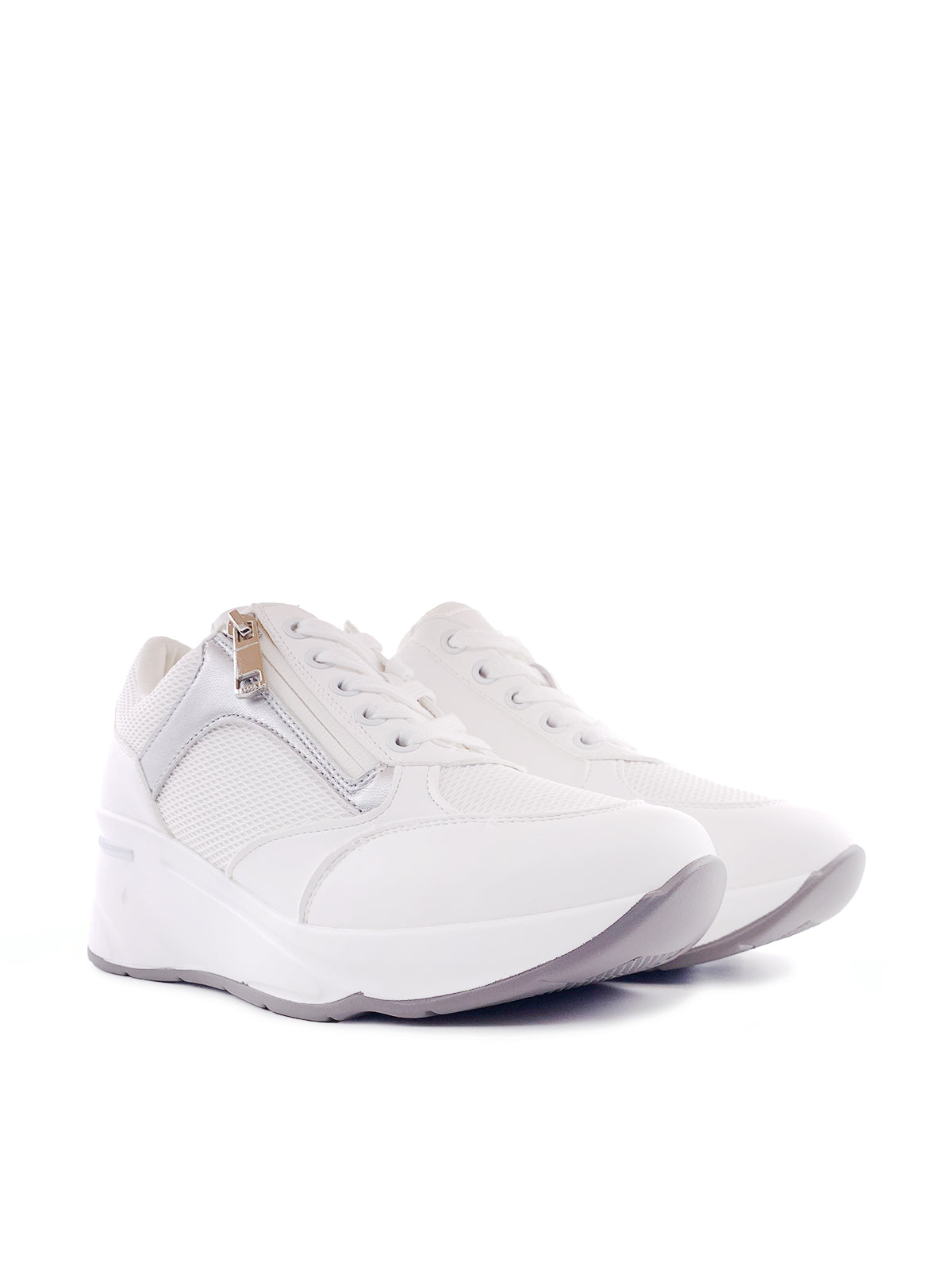 LEILA - Sneakers in ecopelle e tessuto con zip laterale