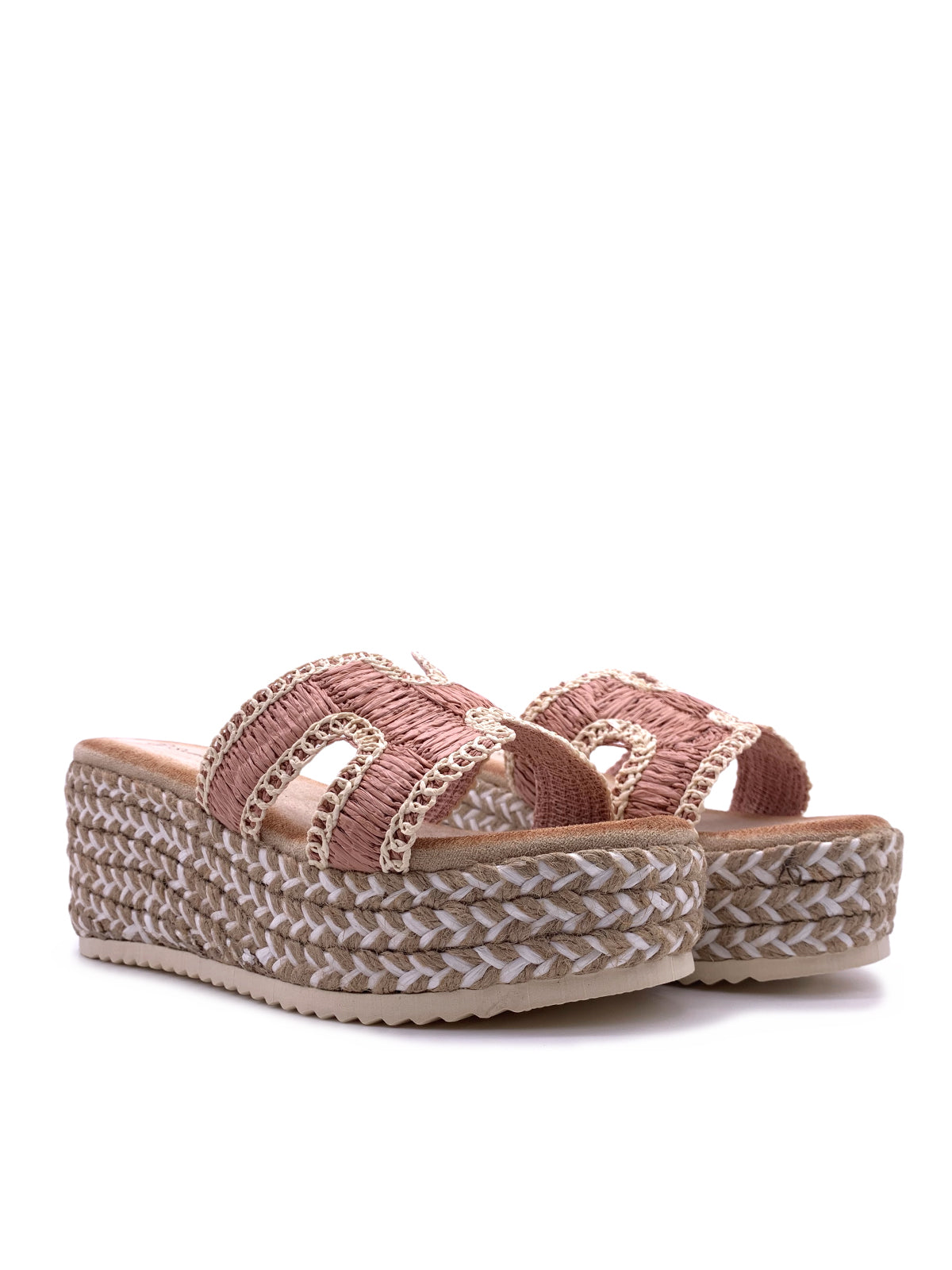 LORETTA - Sandali in rafia con zeppa