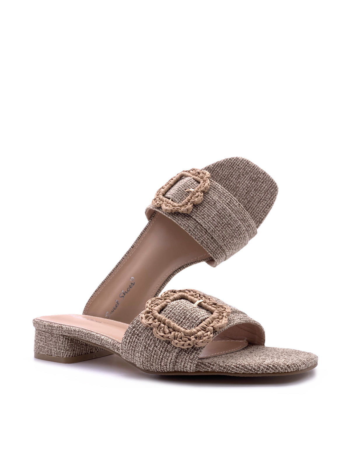 LUANA - Sandali in rafia con fibbia decorativa