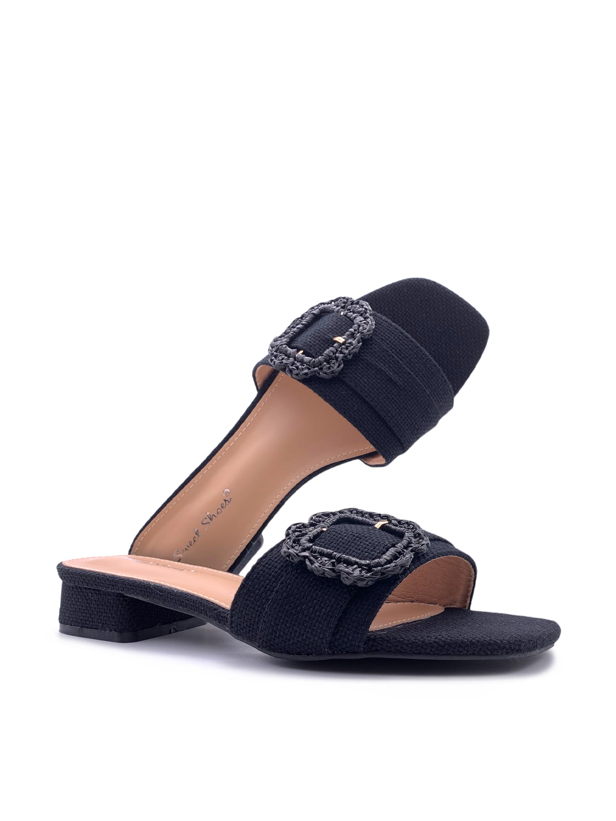 LUANA - Sandali in rafia con fibbia decorativa