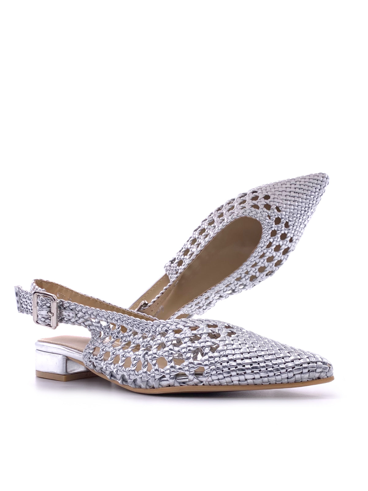 MILISA - Ballerine slingback in ecopelle traforata  laminata