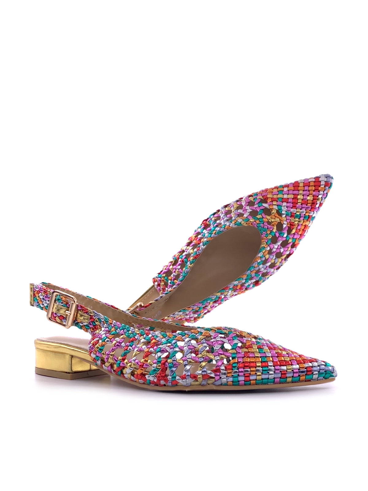 MILISA - Ballerine slingback in ecopelle traforata  laminata