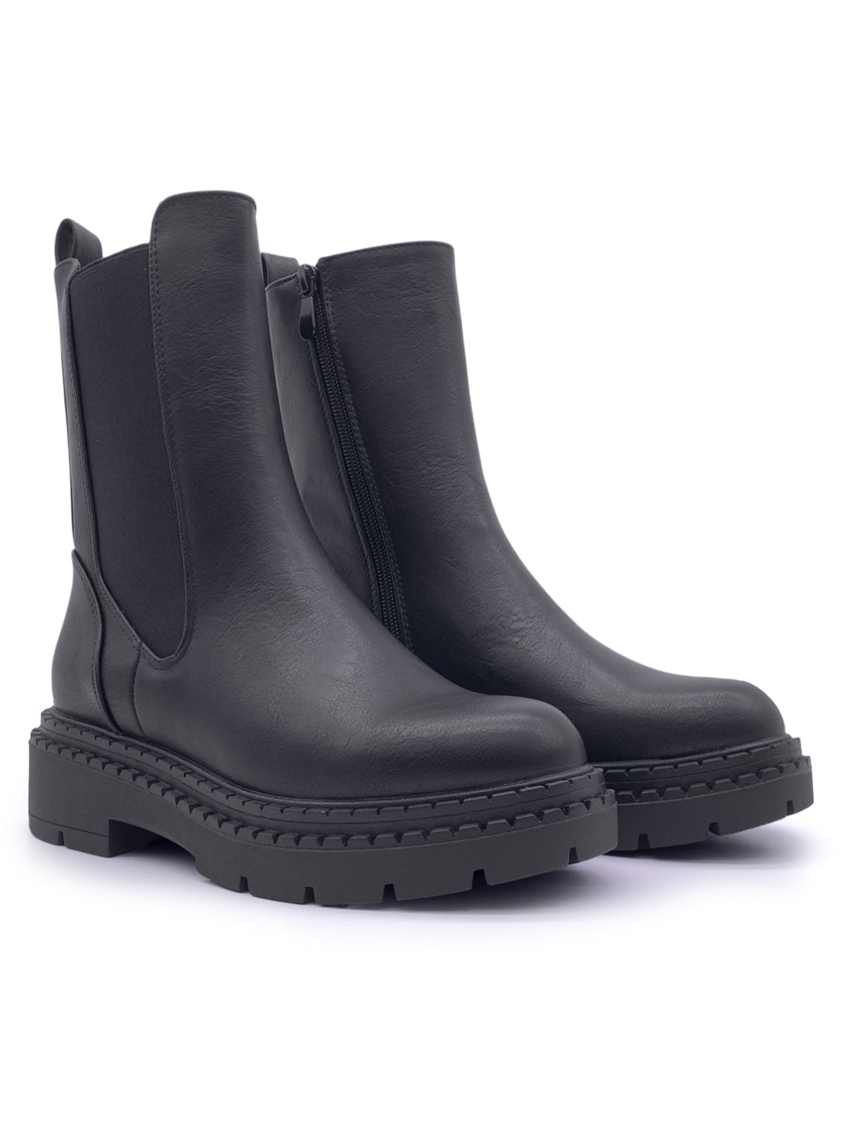 NAIKE - Stivaletti combat con elastico e zip laterale