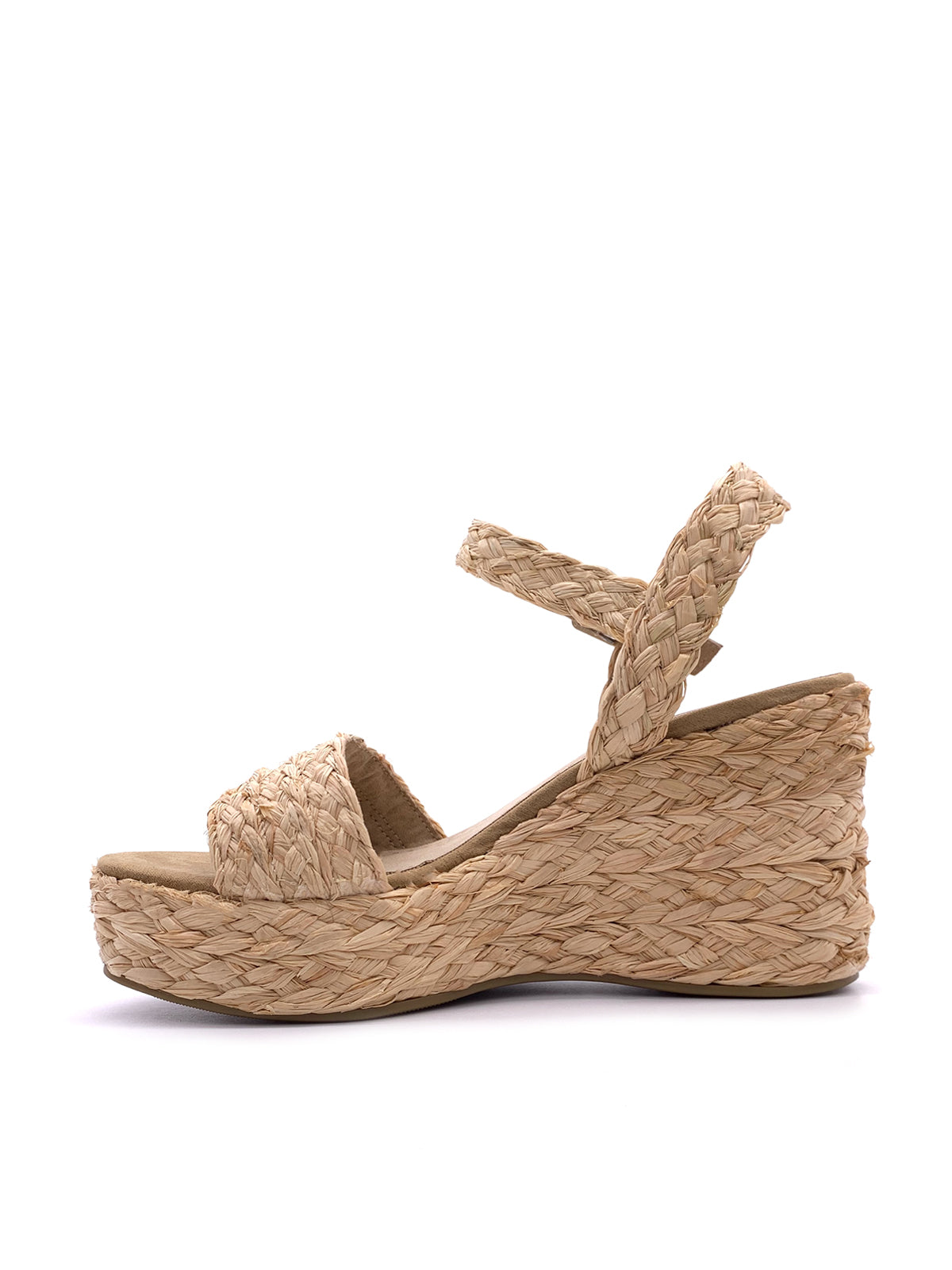 NAMI-Sandali in raffia con cinturino e zeppa