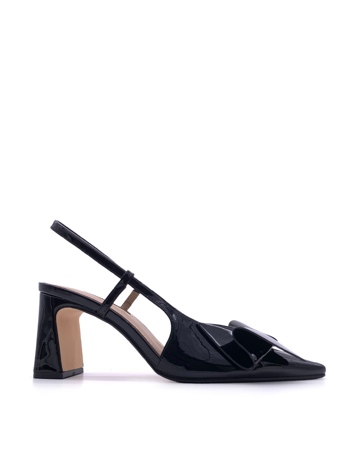 NICKY - Decolletè Slingback in vernice con tacco largo e fiocco decorativo