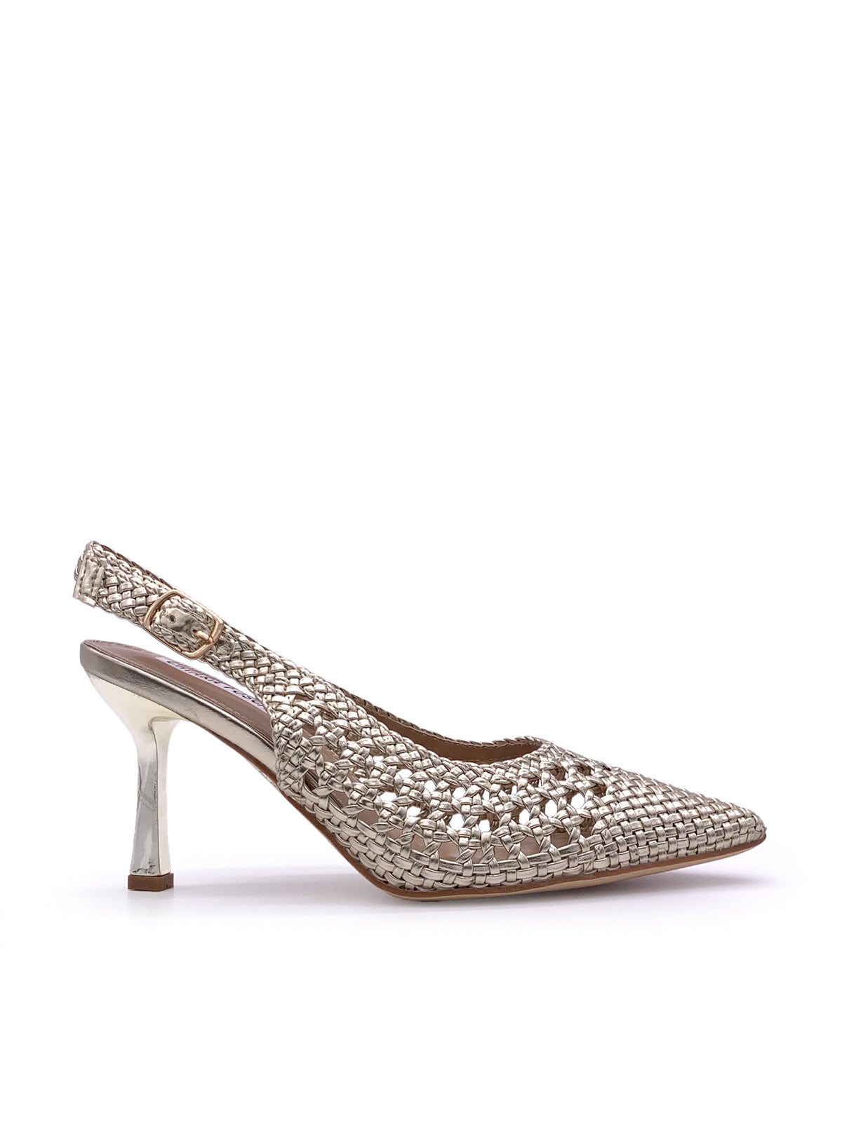 PETRA - Decolletè Slingback in ecopelle laminata intrecciata