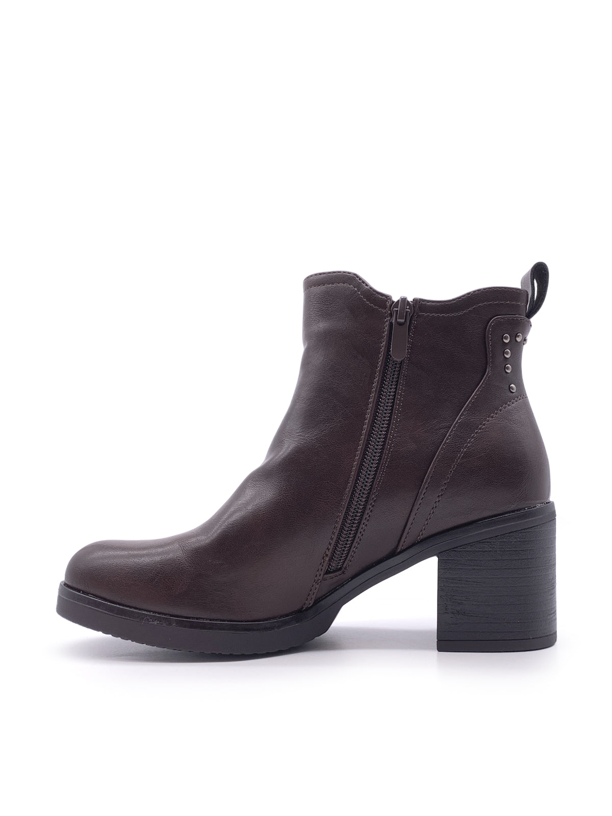 PIA - Tronchetti in ecopelle con zip laterale e borchie